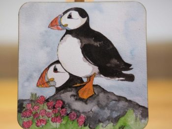 Puffins on the Lookout - Coaster