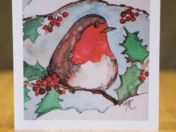 Robin in the Holly - Card