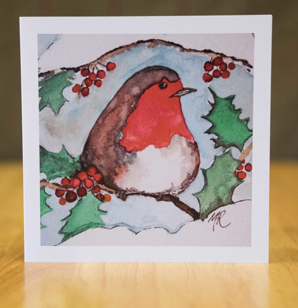 Robin in the Holly - Card